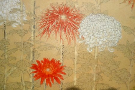 Sketch of Chrysanthemums by Bakusen Tsuchida, detail, c. 1933, pencil and color on paper - National Museum of Modern Art, Tokyo - DSC06719
