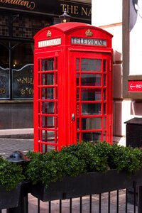 Red telephone box phone england