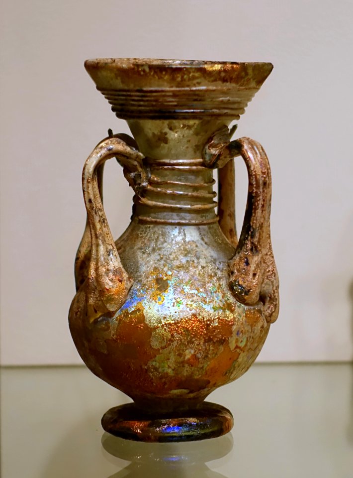 Small flask, Syro-Palestinian, 375-499 AD, free-blown glass - Portland Art Museum - Portland, Oregon - DSC08988