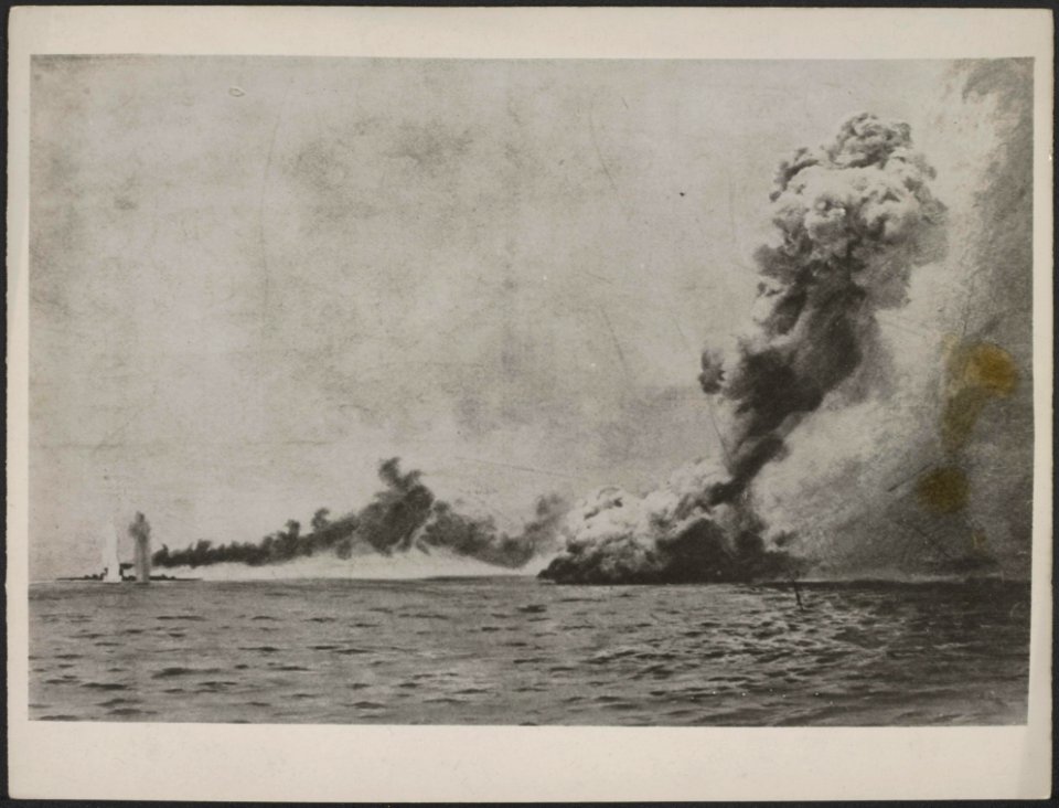 Slag in het Skagerrak, mei 1916. De vernietiging van het Engelse Slagschip Quee, Bestanddeelnr 158-2060