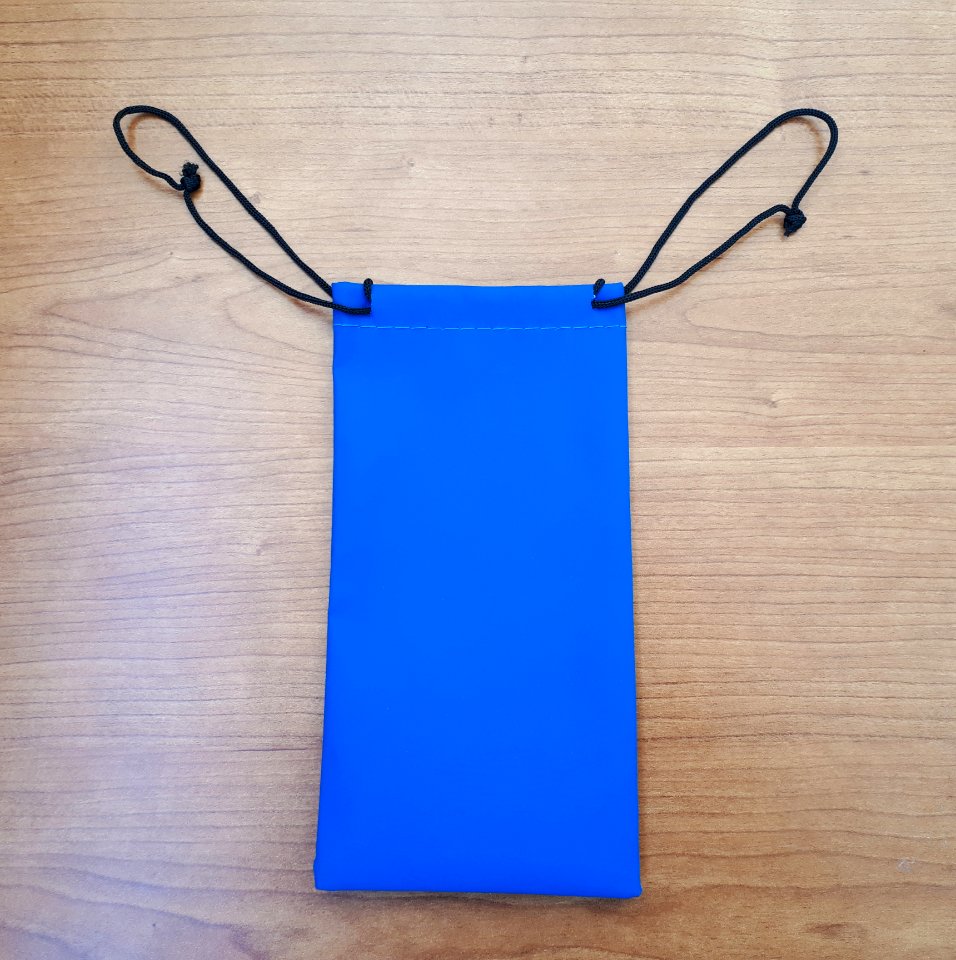 Small blue drawstring plastic bag - 9 x 17 cm - A