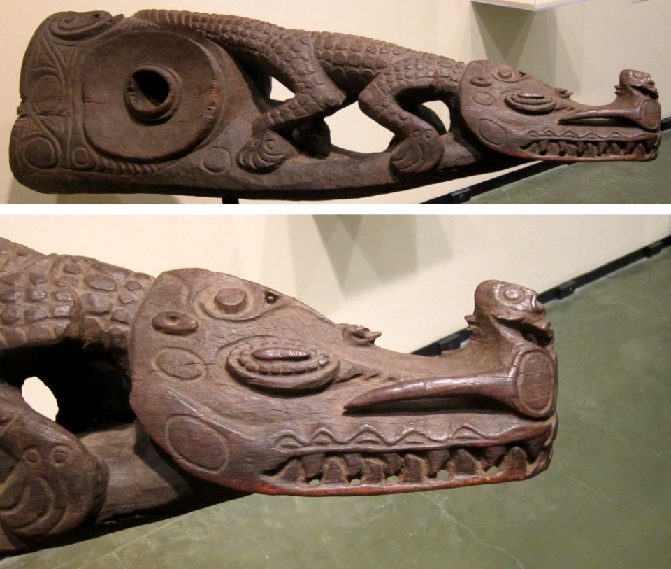Slit gong drum finial, Papua New Guinea, Iatmul people, Middle Sepik River region, carved wood, Honolulu Academy of Arts