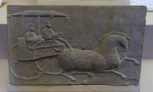 Small horse cart, China, unearthed at Taiping, Pengzhou City, Eastern Han dynasty, 25-220 AD, tomb tile - Sichuan Provincial Museum - Chengdu, China - DSC04831