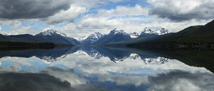 Water mountains glacier national park photo