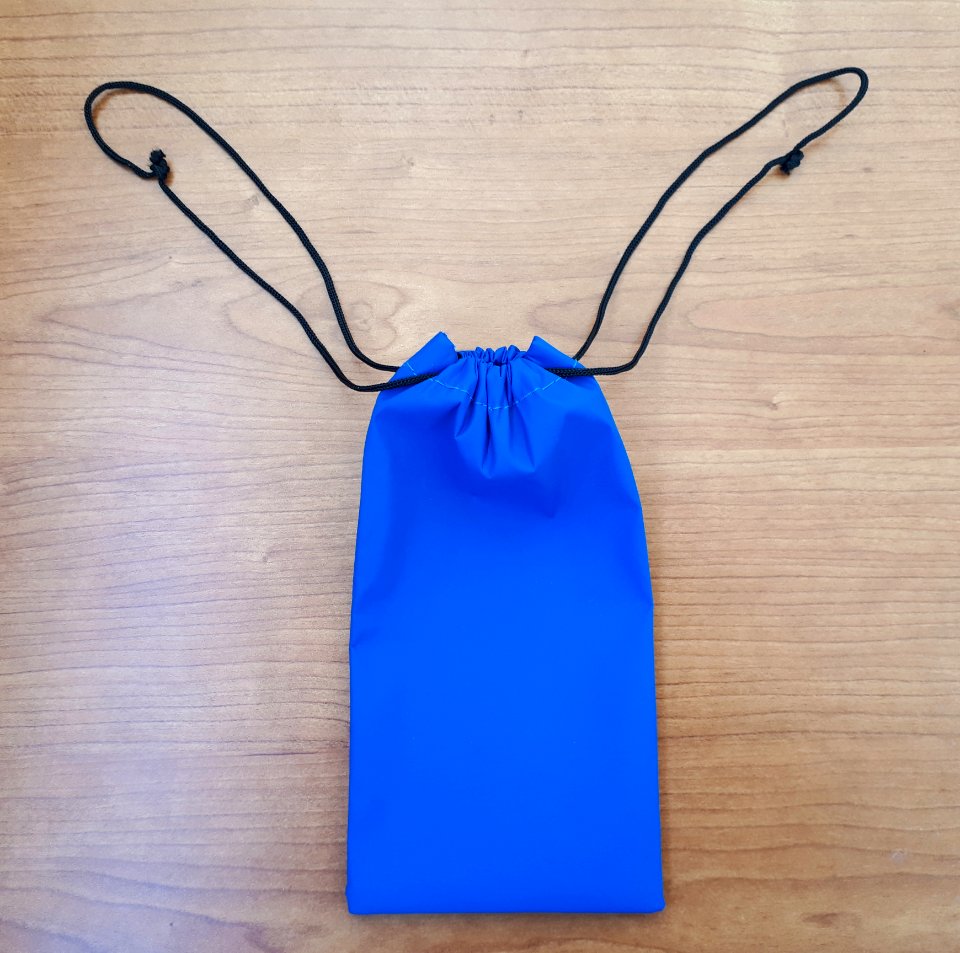 Small blue drawstring plastic bag - 9 x 17 cm - B