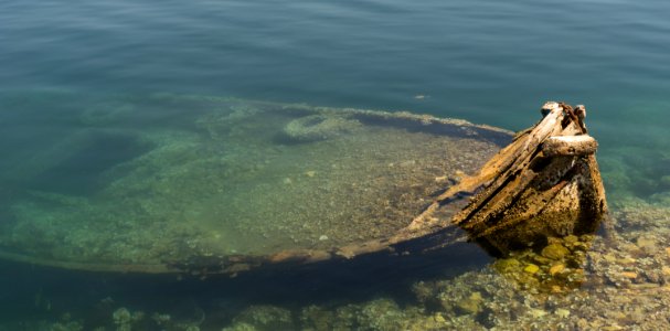 Small boat wreck in Nea Artaki Euboea Greece photo