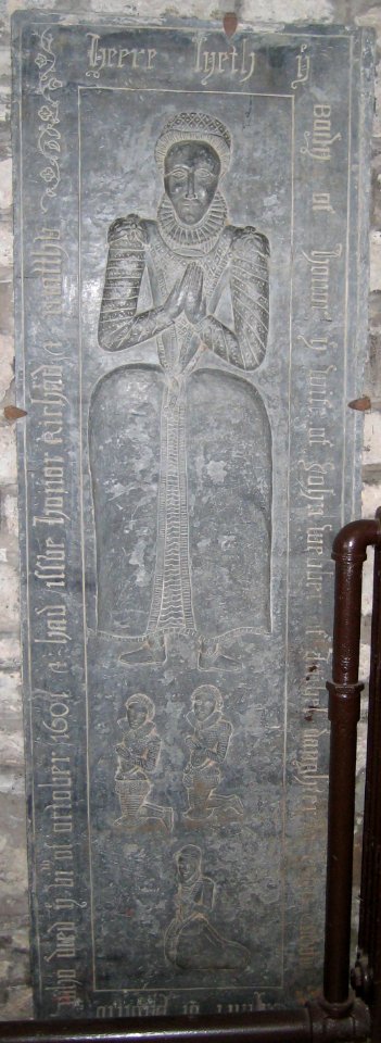 Slate memorial stone of Honor Webber at St Kew church 2