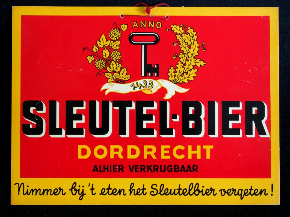Sleutel-Bier oude kartonnen reklamebord