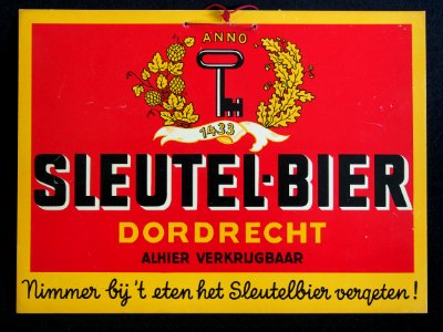 Sleutel-Bier oude kartonnen reklamebord