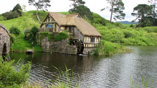 Hobbiton landscape water mill photo