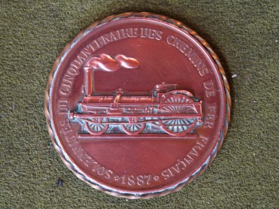 Solennités du Cinquantienaire des Chemin de Fer Français 1887 coin