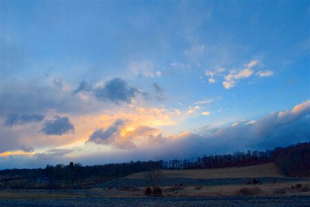 Blue landscape farm photo