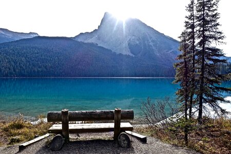 Seated comfortable mountain lake