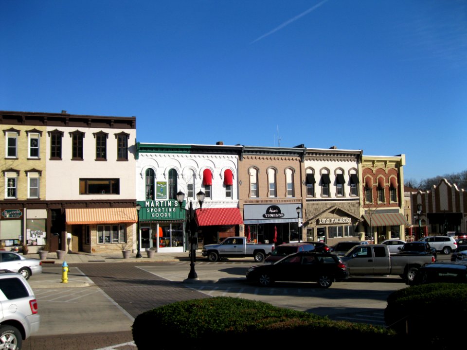 South half of the west side of Courthouse Square, Monroe Commercial District