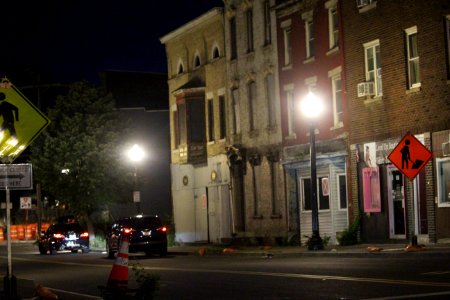 South Pearl Street at night in Albany, New York photo
