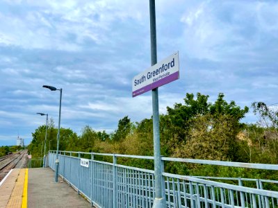South Greenford station sign with platform 2, 2021 photo