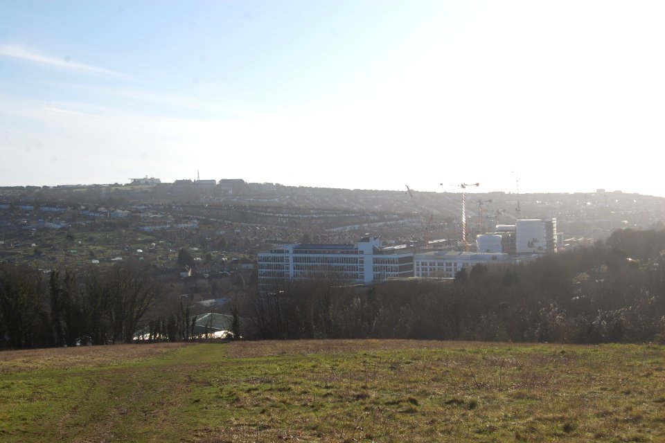 Southeastward view from Hollingbury Hill, Brighton (February 2020)