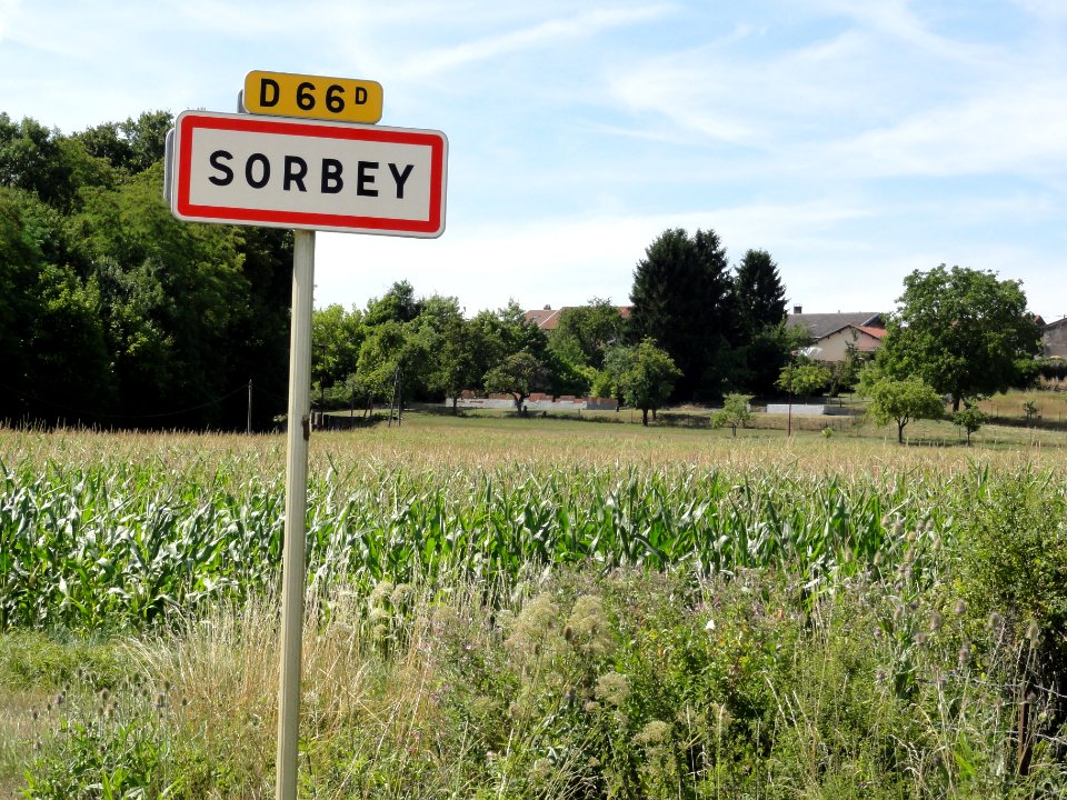 Sorbey (Meuse) city limit sign