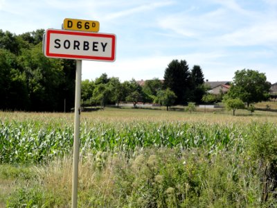 Sorbey (Meuse) city limit sign