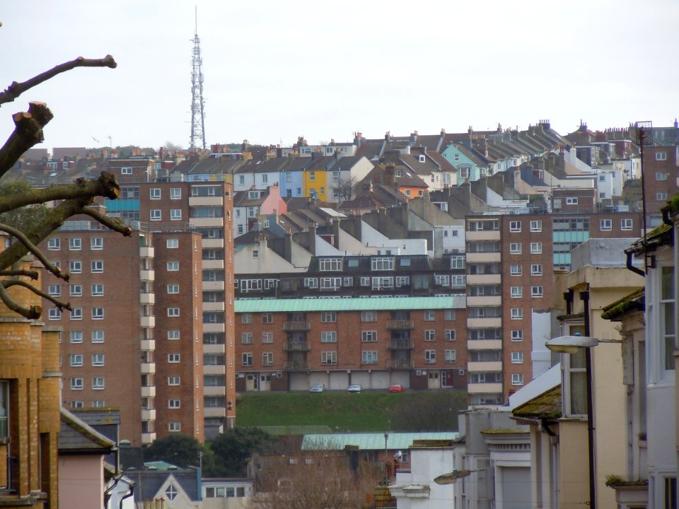 Southeastward view towards Albion Hill and Hanover from New England Quarter, Brighton (January 2015)