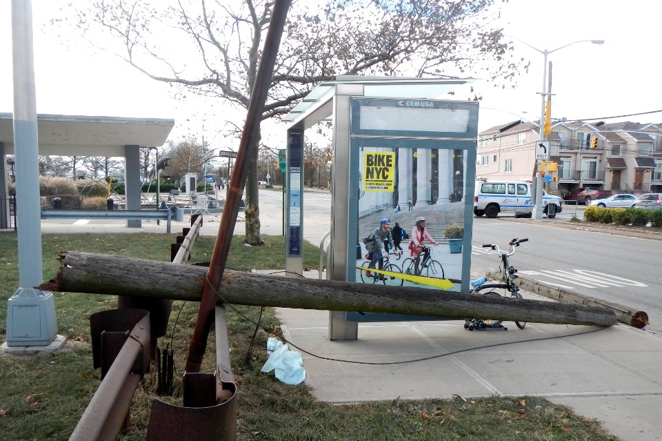 South Beach utility pole smashed Sandy jeh