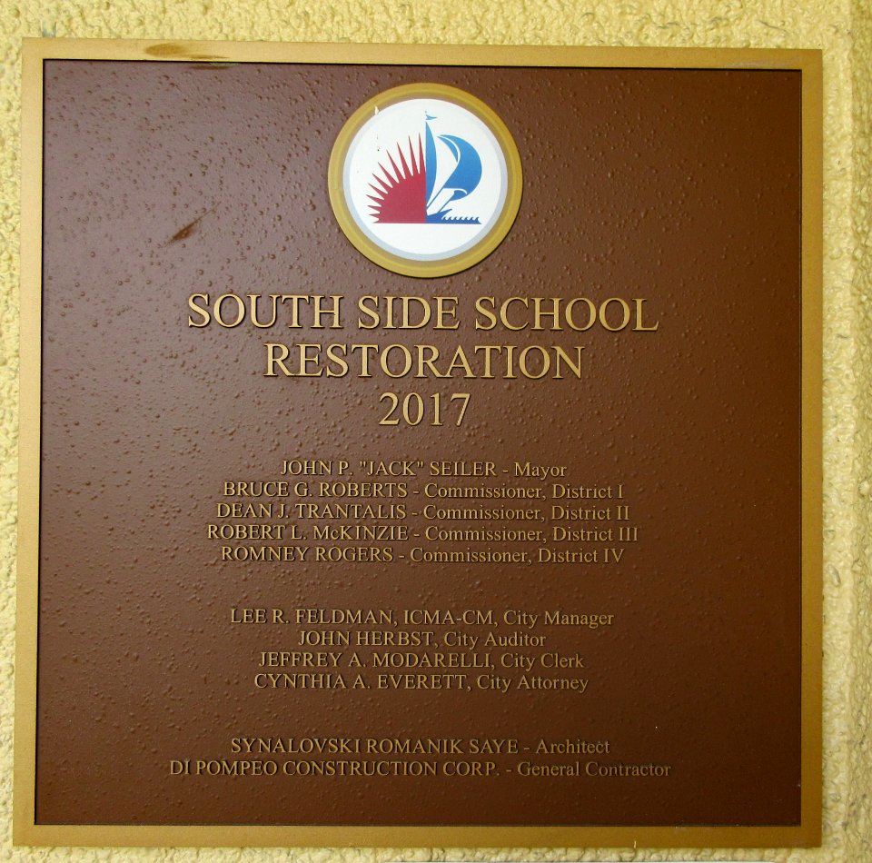 South Side School Fort Lauderdale Florida plaque 2017 restoration 