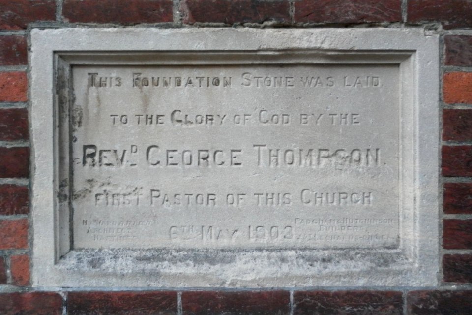 South Street Free Church, South Street, Eastbourne (NHLE Code 1393286) (October 2012) (Foundation Stone) (4)