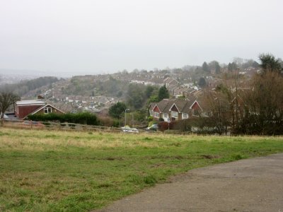 Southeastward view towards Westdene from Open Land between Dyke Road and Patcham Windmill, Westdene, Brighton (December 2016) (2)