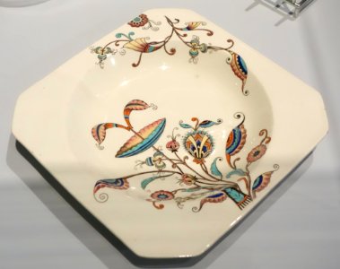 Soup Plate in Persia Pattern, Christopher Dresser (1834-1904), made by Old Hall Earthenware Co. (1862-1887), Stoke-on-Trent, Hanley, England, glazed earthenware - Brooklyn Museum - Brooklyn, NY - DSC08871