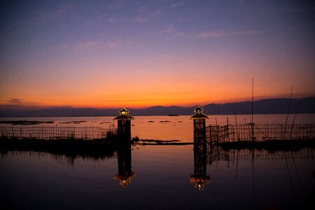 Burma inle lake sunset photo