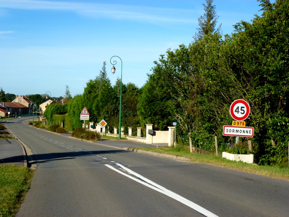 Sormonne (Ardennes) city limit sign