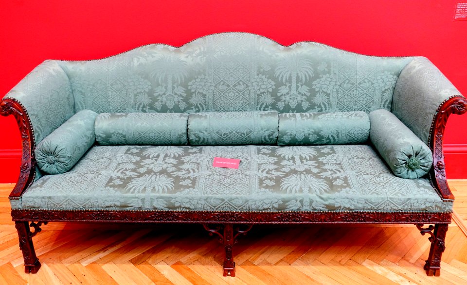 Sofa in Thomas Chippendale style, William Vile, Saint Giles House, Wimborne, Dorset, England, c. 1760, mahogany, modern upholstery - California Palace of the Legion of Honor - San Francisco, CA - DSC02838