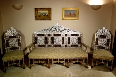 Sofa and side chairs, Damascus, mid 19th century - Damascus Room - Huntington Museum of Art - DSC04884