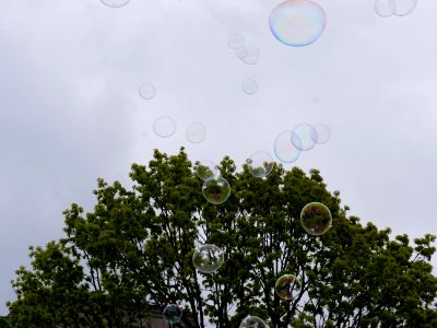 Soap bubbles in front of Acer 14 photo