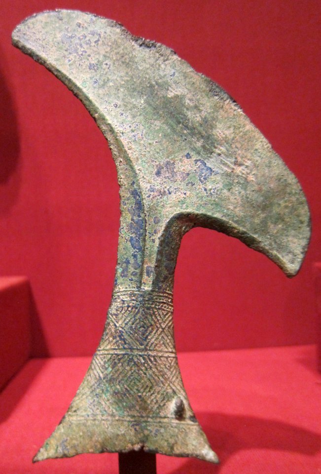 Socketed crescentic blade, Java, 2nd century BCE, bronze, Honolulu Museum of Art