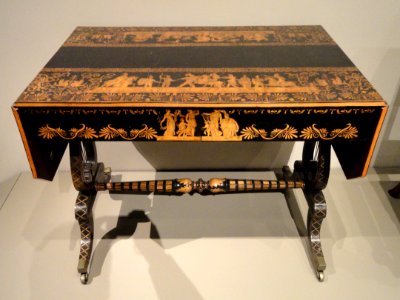 Sofa Table, c. 1810, England, Mahogany, holly and ebonized holly, with penwork - Art Institute of Chicago - DSC09902
