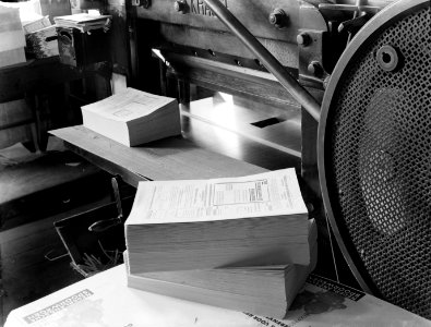 Snijmachine in de binderij, Bestanddeelnr 189-0317