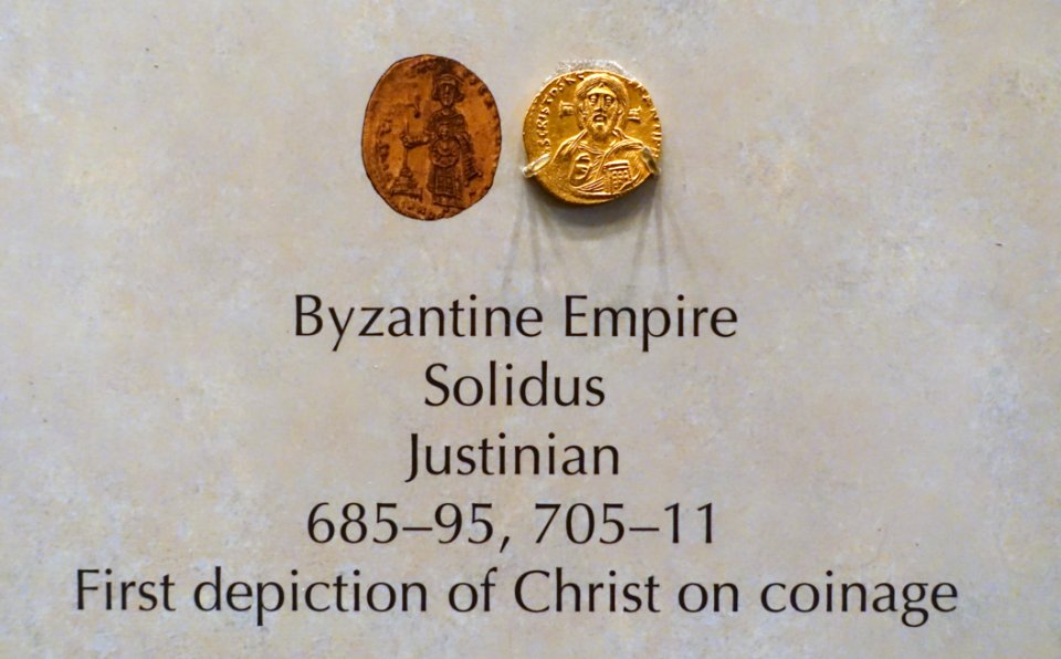 Solidus, Byzantine Empire, Justinian, 685-695, 705-711 - National Museum of American History - DSC00260