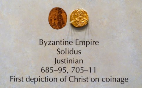Solidus, Byzantine Empire, Justinian, 685-695, 705-711 - National Museum of American History - DSC00260