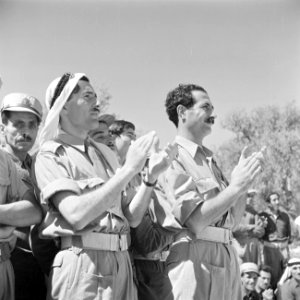 Soldaten van een eenheid Druzen uit het Israelische leger zien toe bij het danse, Bestanddeelnr 255-0978