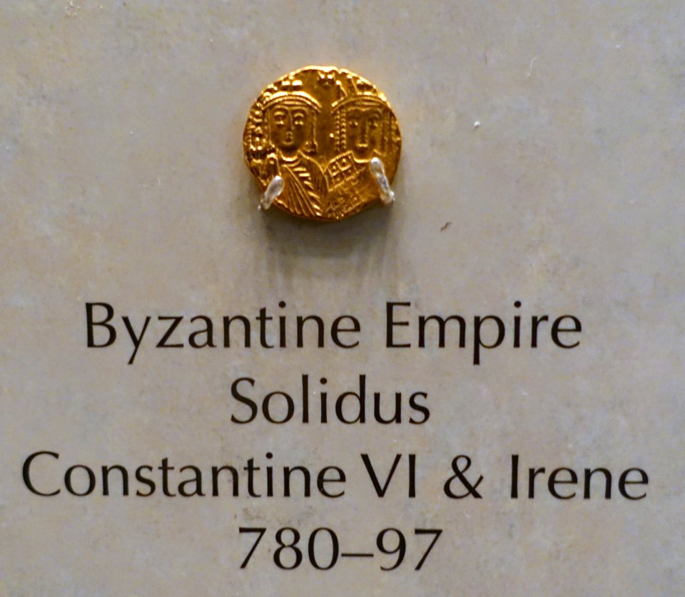 Solidus, Byzantine Empire, Constantine VI & Irene, 780-797 - National Museum of American History - DSC00275