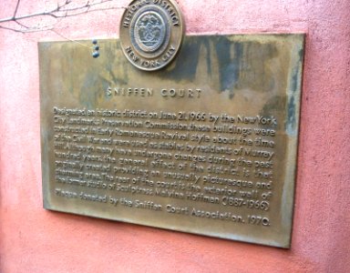 Sniffen Court NYC Landmark plaque jeh