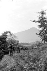 Soerabaja-sector. De sectie verdeelt zich langs een kampongrand, alvorens de kam, Bestanddeelnr 4616