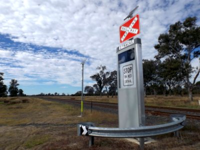 Solar powered railway crossing Lanefield, Queensland