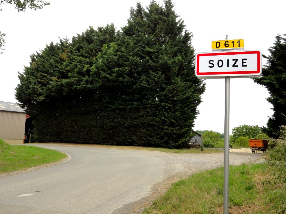 Soize (Aisne) city limit sign