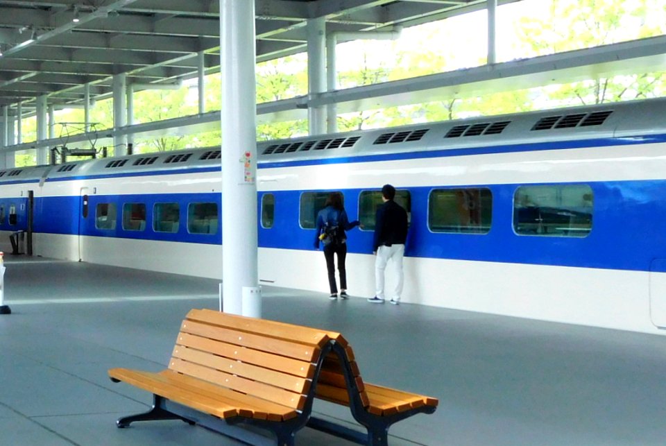 Shinkansen Series 0 car 35-1 at the Kyoto Railway Museum