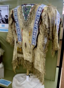 Shirt, Plains Indian style, c. 1900, deerskin, hair, beads - Robbins Museum - Middleborough, Massachusetts - DSC03937