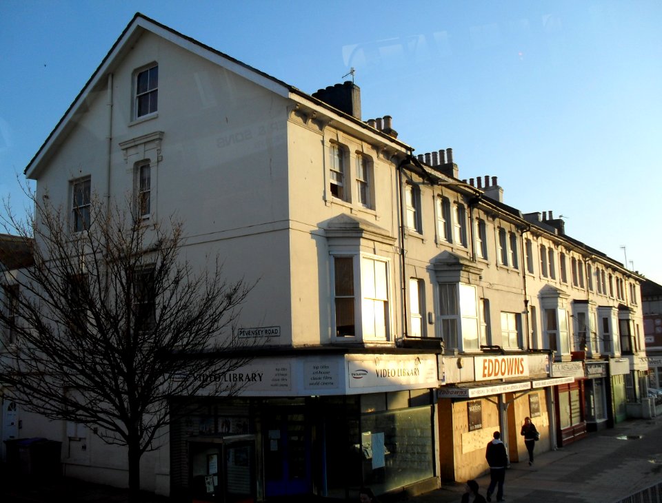 Shops at Pevensey Road–Lewes Road junction, Brighton (February 2010)