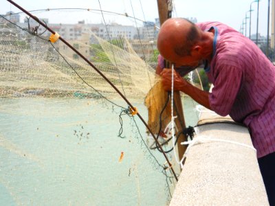 Shore operated lift net fishing on Nandu River 02
