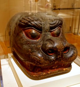 Shishigashira (head for lion dance), Japan, Shirayama Gongen Shrine, Ishikawa Prefecture, 1645 AD, wood, pigment, horsehair - Peabody Essex Museum - DSC07581